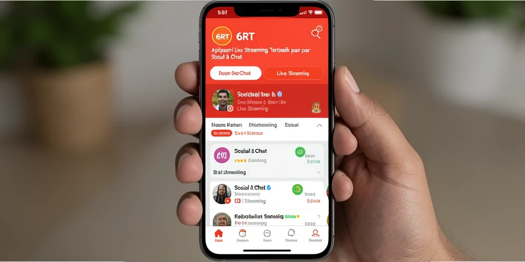 Antarmuka aplikasi 6RT menunjukkan fitur Live Streaming yang menarik.