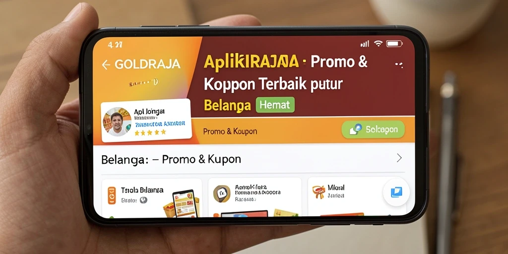 Tampilan antarmuka utama aplikasi GOLDRAJA untuk promo & kupon.