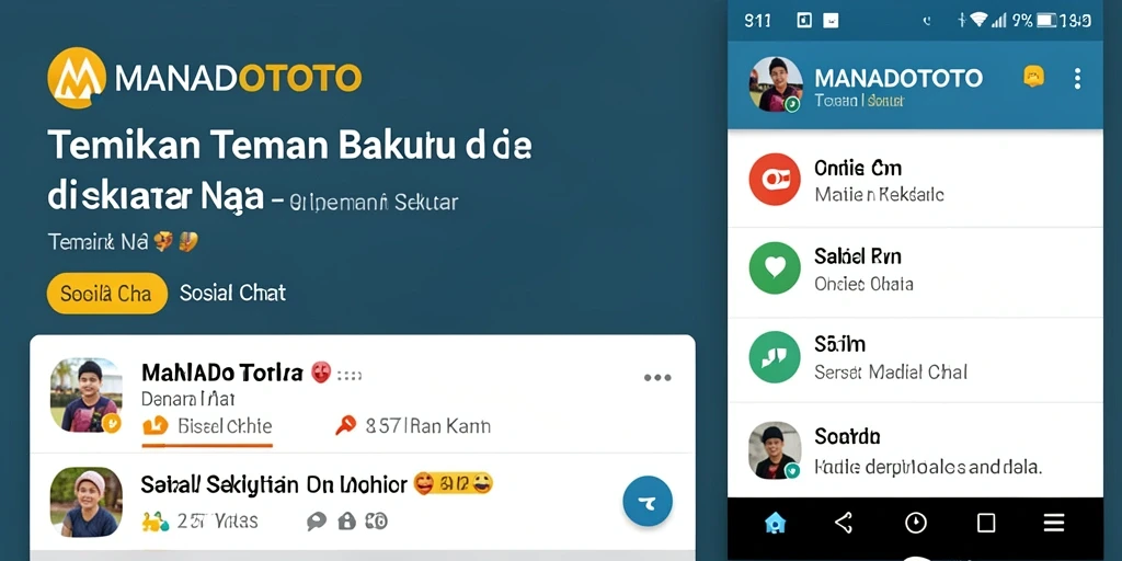 Tampilan antarmuka utama MANADOTOTO untuk menemukan teman sekitar.