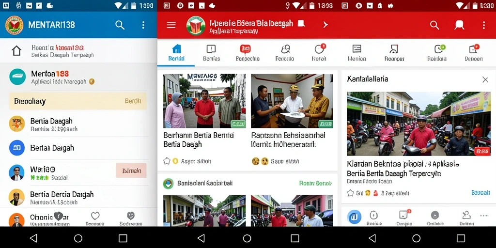 Antarmuka utama dari aplikasi Berita Daerah MENTARI138.